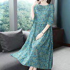 Set of 4 Mid Length Floral Dresses for Plus Size Women (Spring to Winter)