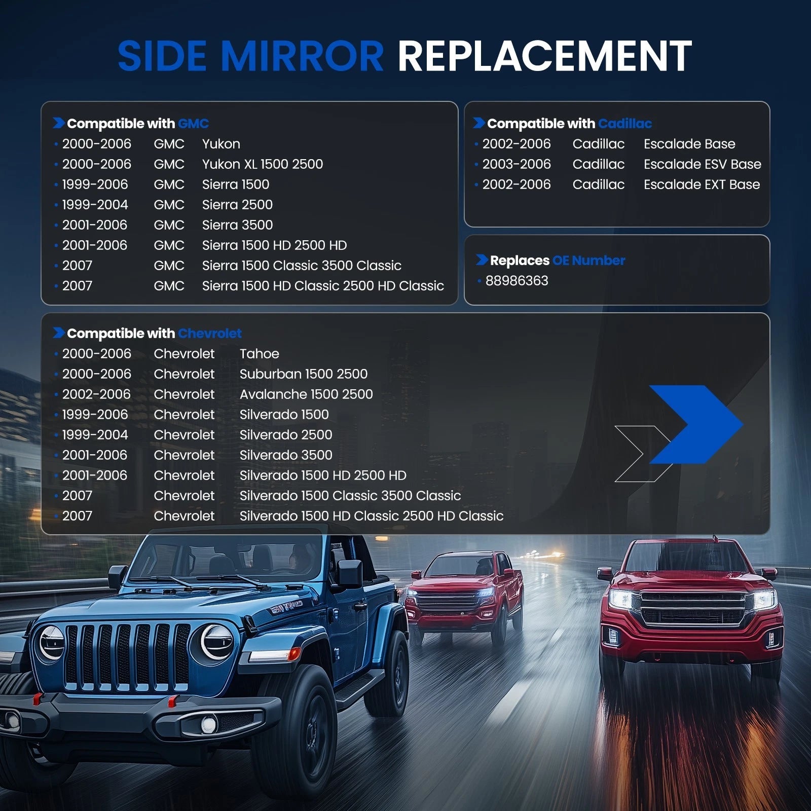 Heated Power Mirror Glass Passenger Side Right for GMC Yukon (2000-2000)