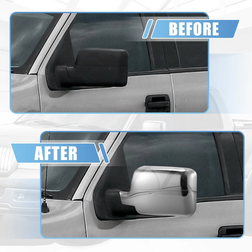 Pair of Chrome Plated Power Full Mirror Cover Caps for Ford F150 (2004–2008)