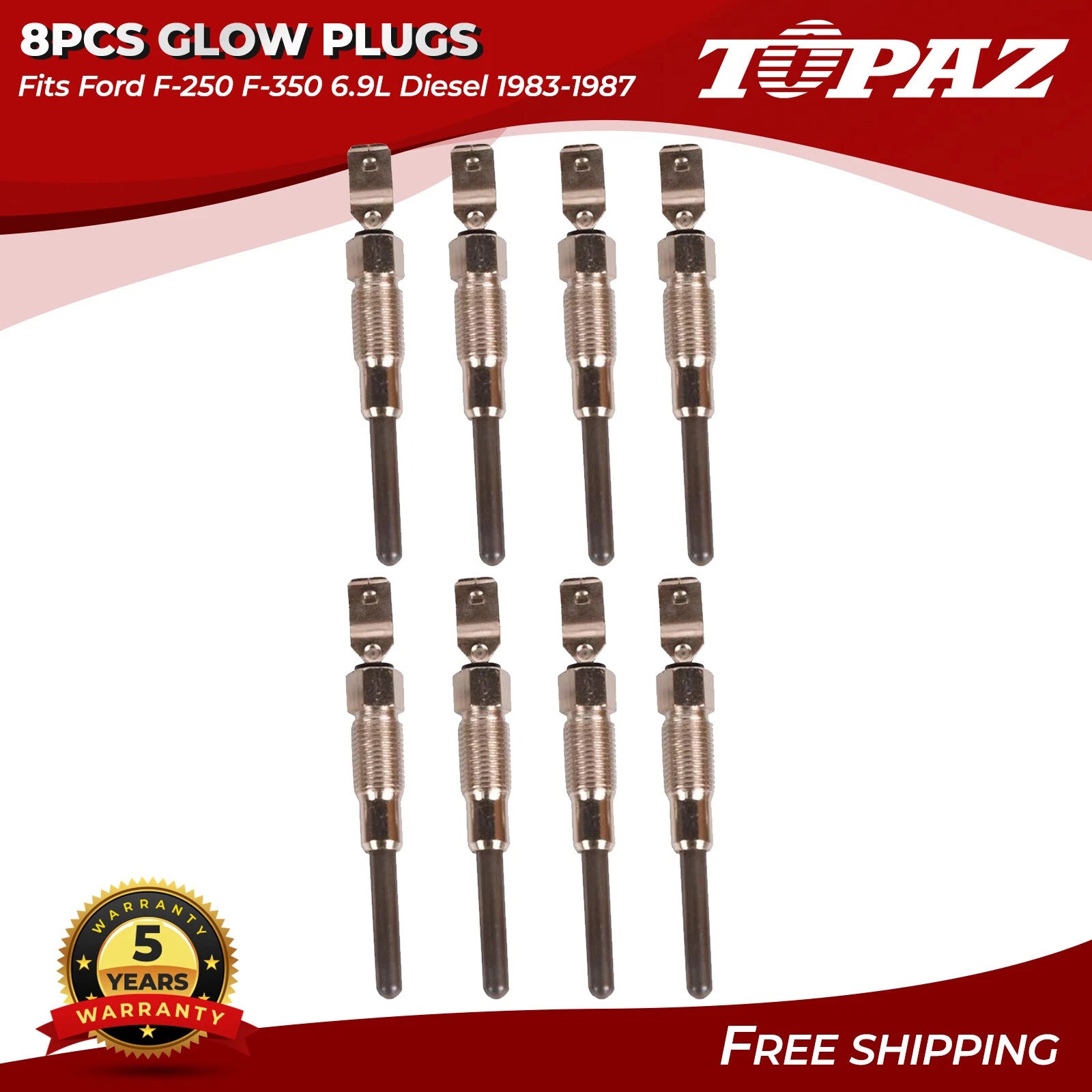Set of 8 Glow Plugs for Ford F-250 F-350 6.9L Diesel (1983–1987)