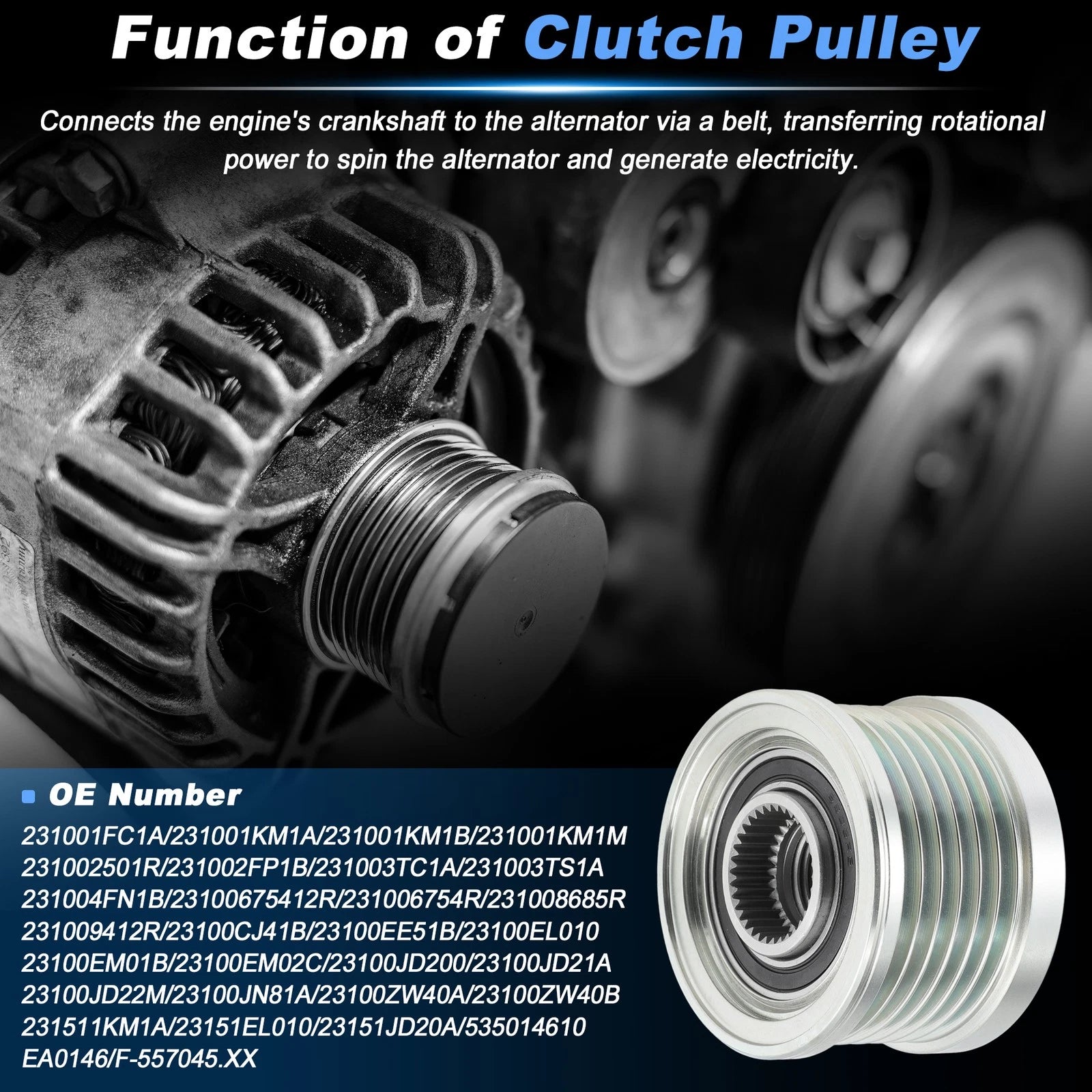 Alternator Freewheel Clutch Pulley for Nissan Cube Juke NV200 Sentra Versa (2009–2019)
