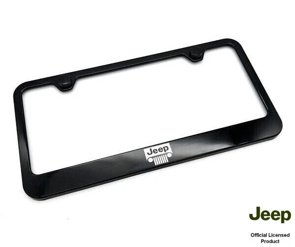 License Plate Frame Front Black Replacement for Jeep Grill Script Logo (Jeep)