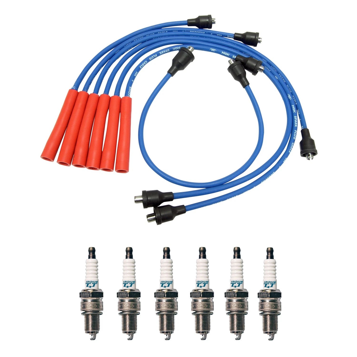 NGK Wire Set & Denso 6 Iridium TT Spark Plug Kit for Chevrolet G10 Malibu Suburban (1970–1995)