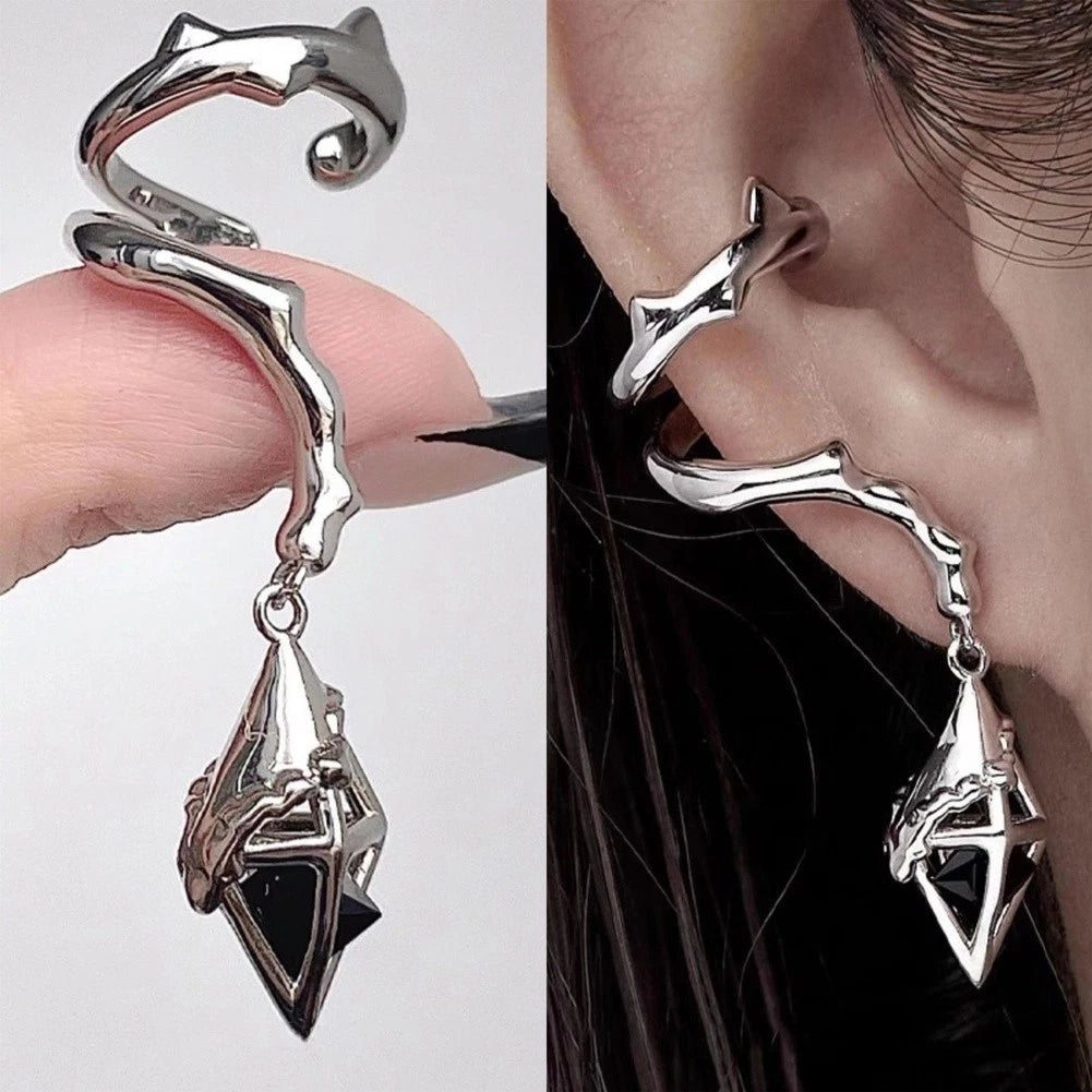 Drop Water Design Dark Zirconium Geometric Ear Cuff Earrings for Women