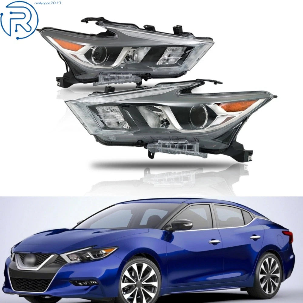 Set of 2 LED Headlights for Nissan Maxima Platinum/SR (2016–2018) Chrome Housing