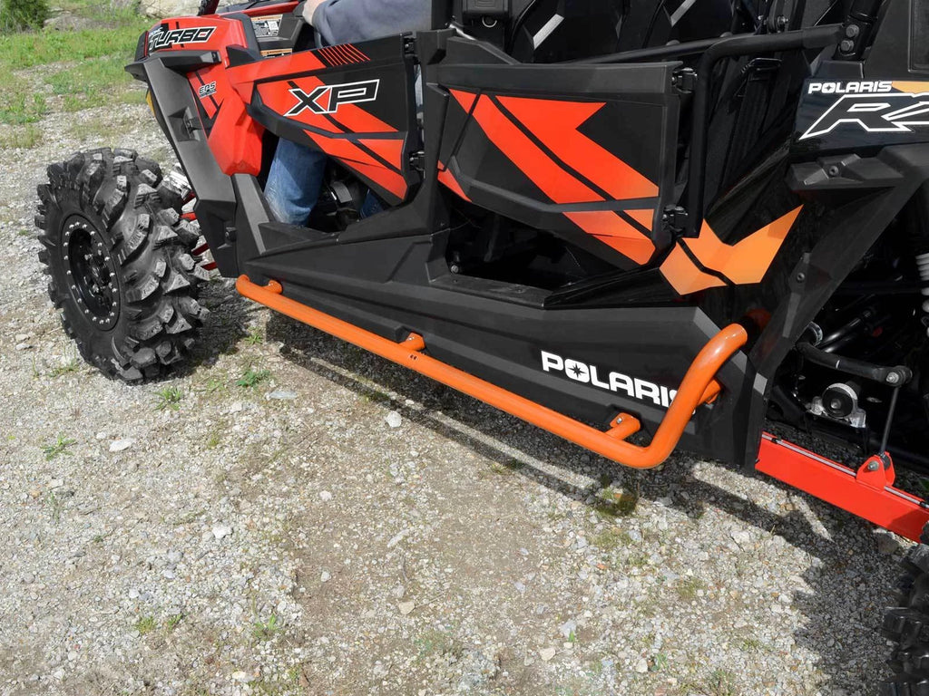 SuperATV Rock Sliding Nerf Bars for Polaris RZR XP 4 1000 (2014–2023) - Orange