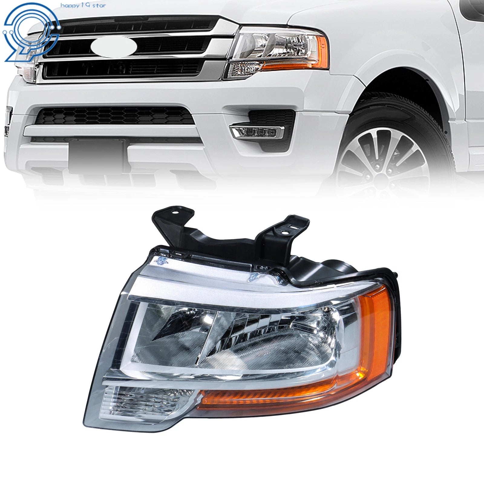 Set of 2 Halogen Headlights for Ford Expedition (2015–2017) Chrome