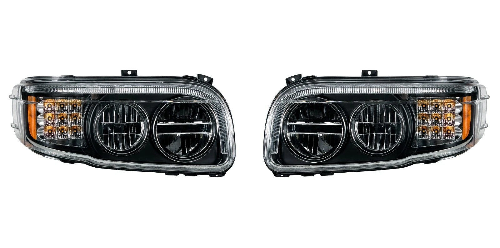 Premium Blackout LED Headlights w LED DRL Turn for Peterbilt 388 389 (2015–2025)
