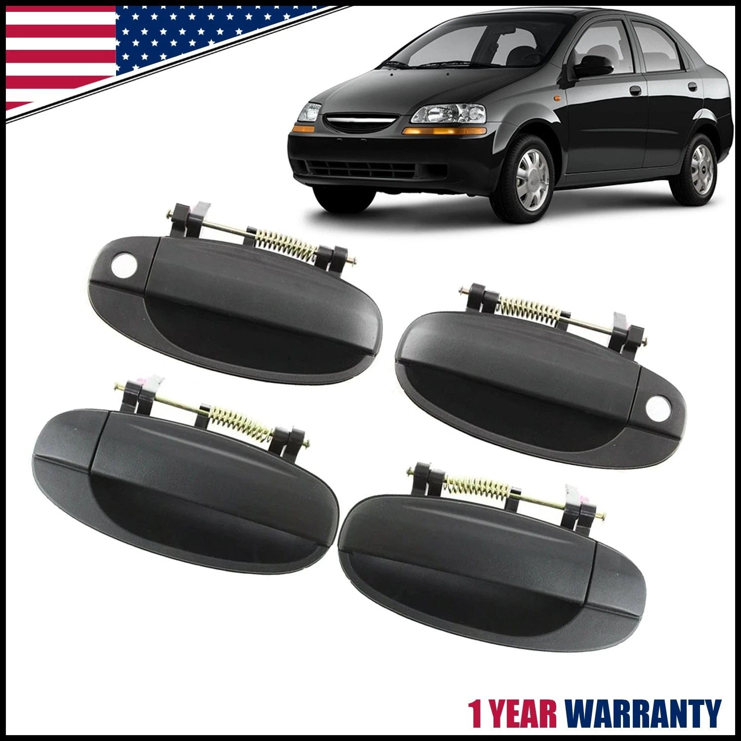Set of 4 Door Outside Handles for Chevy Aveo (2004–2008)