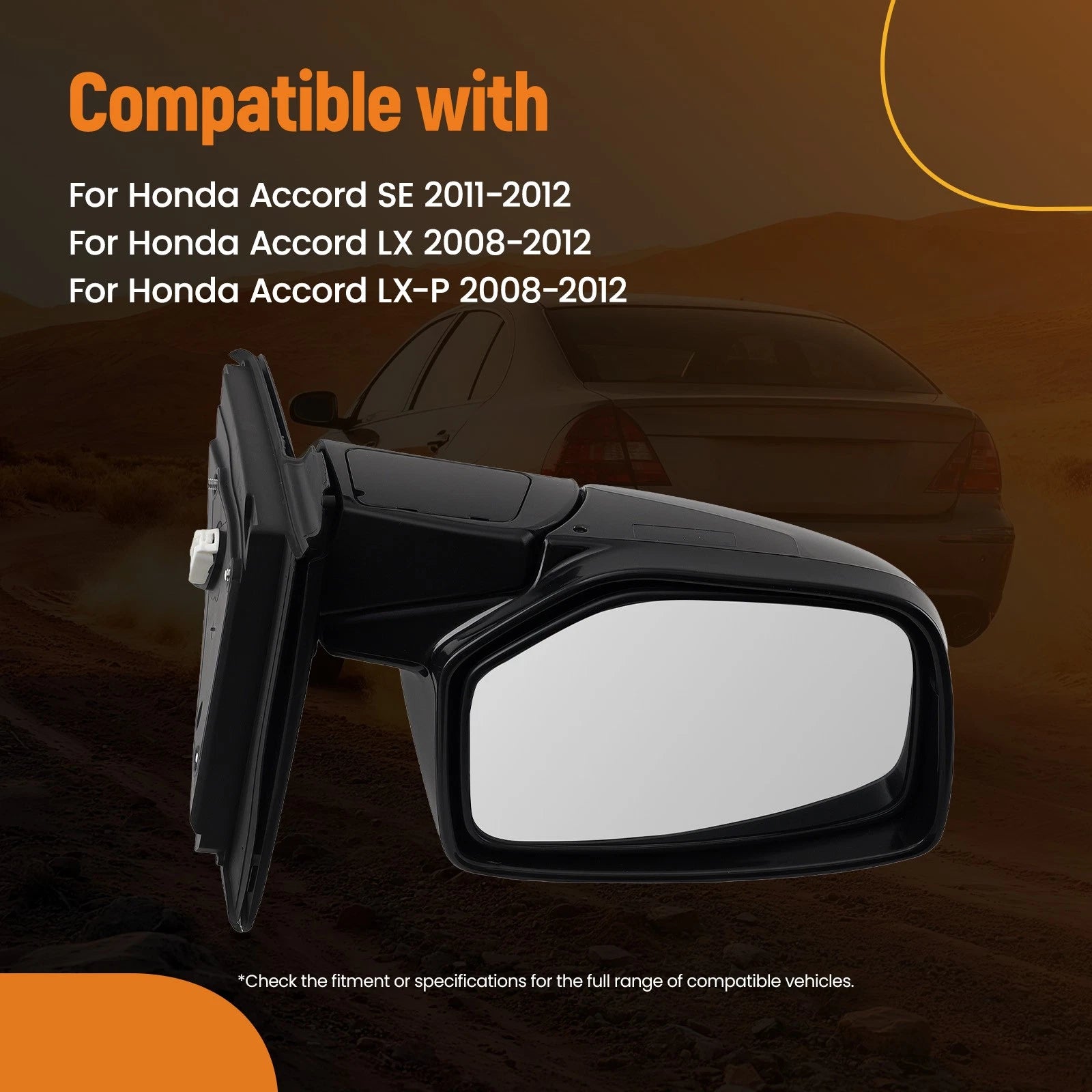Left Side Mirror for Honda Accord LX/SE (2008–2012) 128-50158L Power Plastic