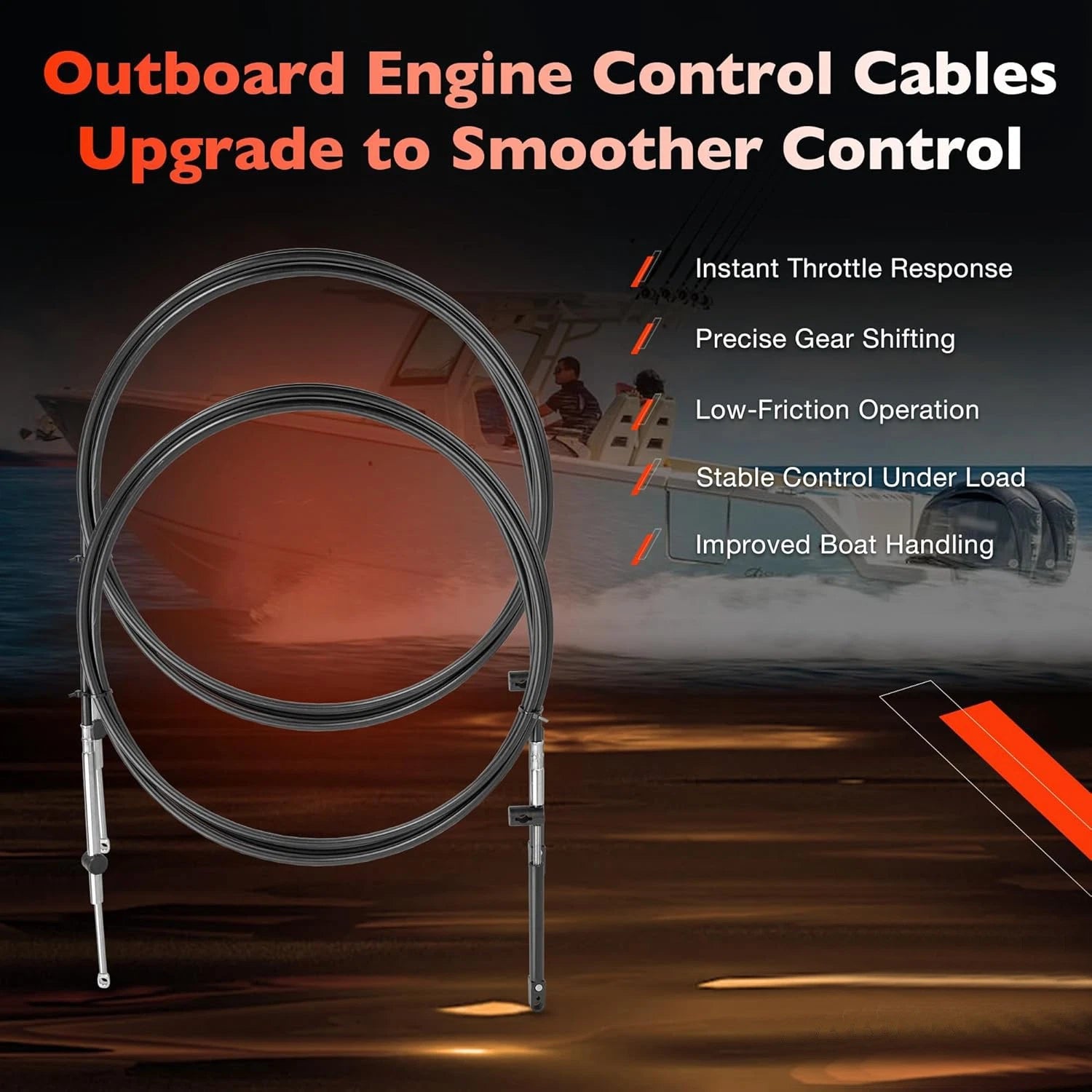 2Pcs Throttle Shift Control Cables for Mercury MerCruiser (GEN 1)
