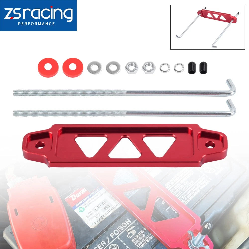 Red JDM Battery Hold Tie Down w/ J-Hooks for Honda Civic EG EK S2000 (1992–2005)