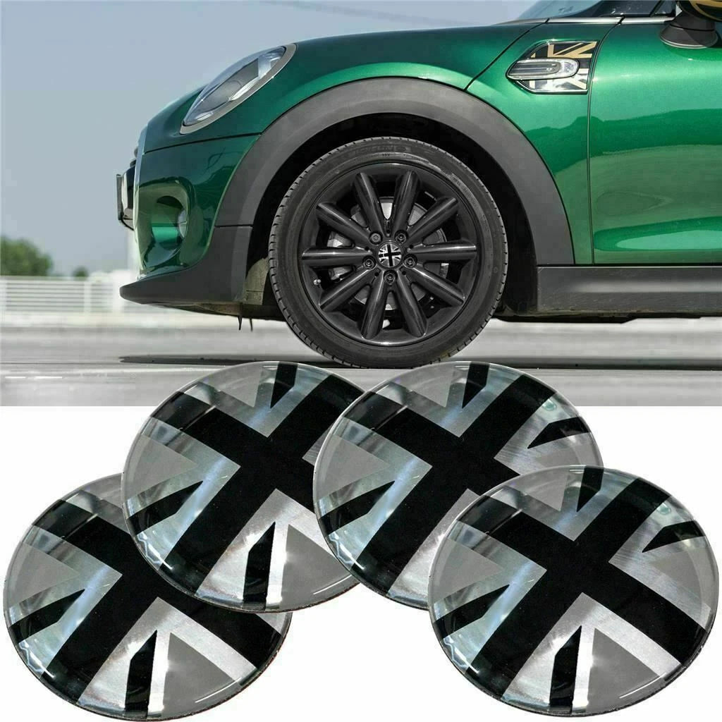 4 Pcs 2" Black Aluminum Union Jack Wheel Center Cap for MINI Cooper (2007–2013)
