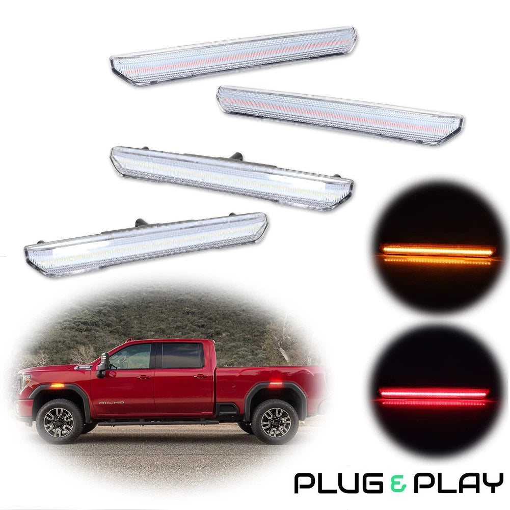 Set of 4 Clear Lens LED Side Marker Lamps for GMC Sierra 2500 3500