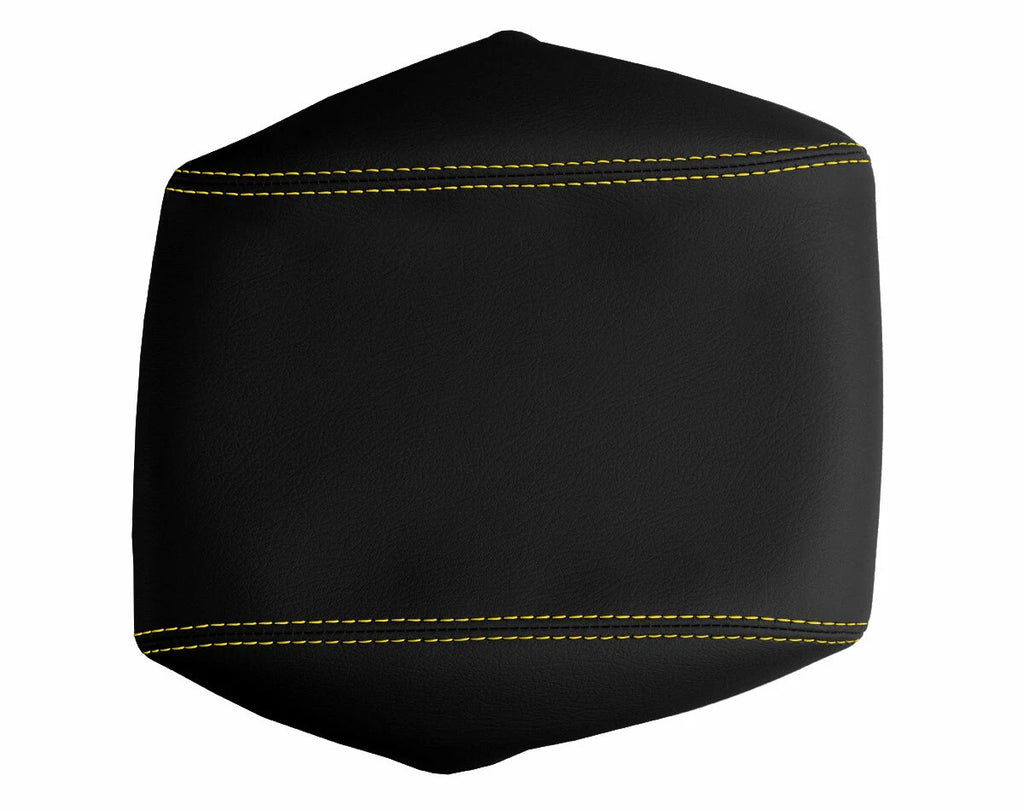 Leather Console Lid Armrest Cover for Dodge Challenger (2008–2014) Yellow Stitch