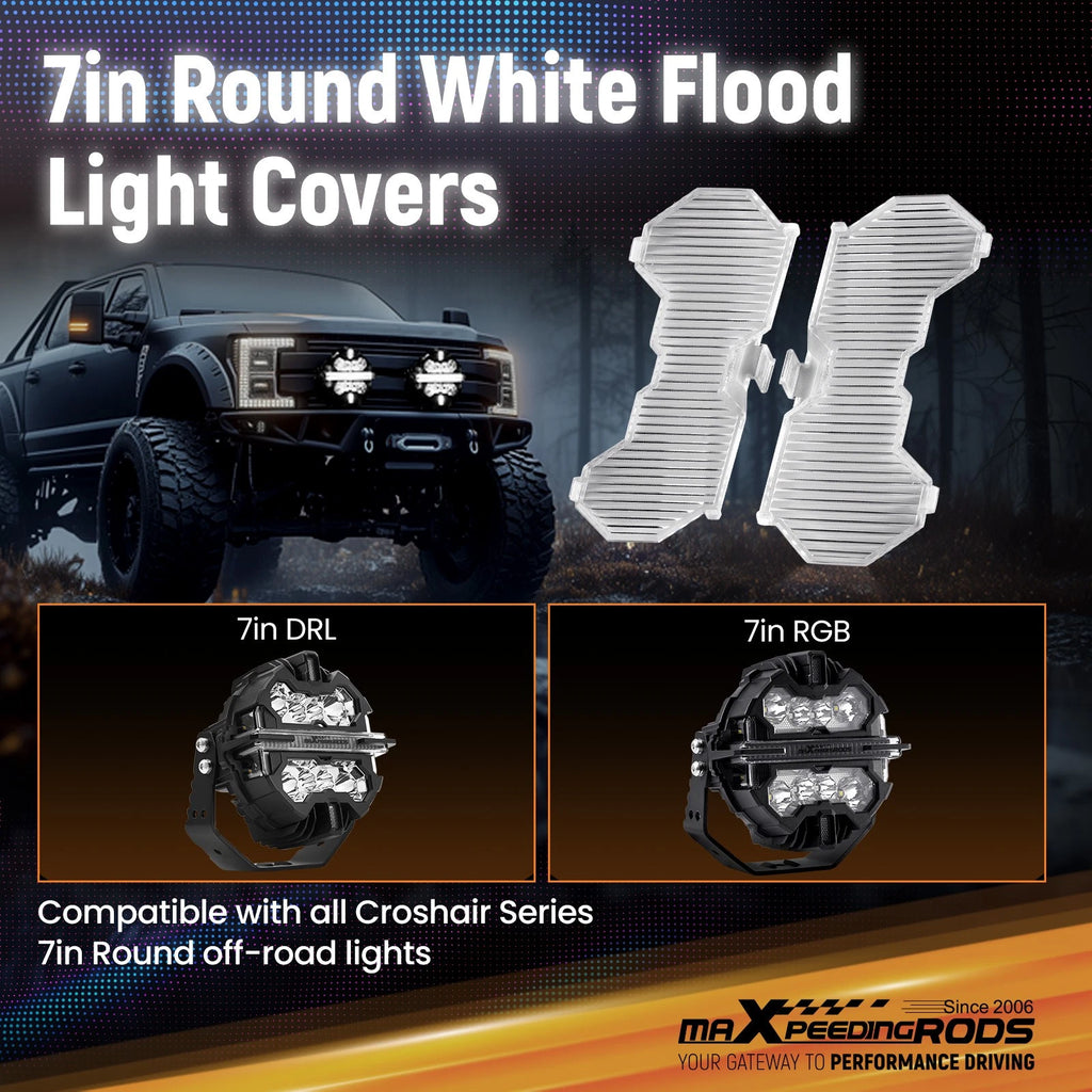 Set of 4 Protective Light Lens Covers for maXpeedingrods 7" LED Driving Lights
