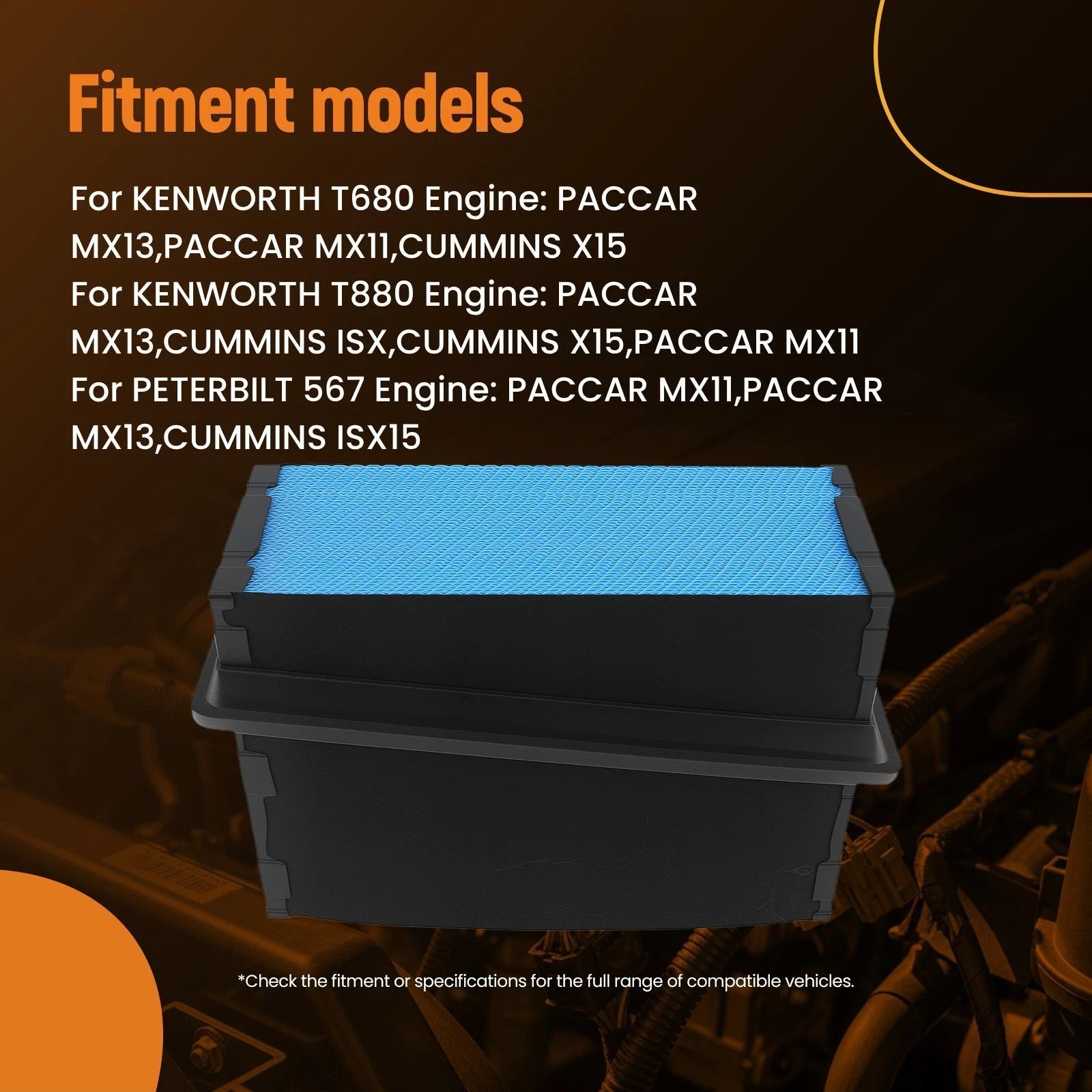 3X Engine Filter Element for PACCAR MX13 MX11 (2010-2023)