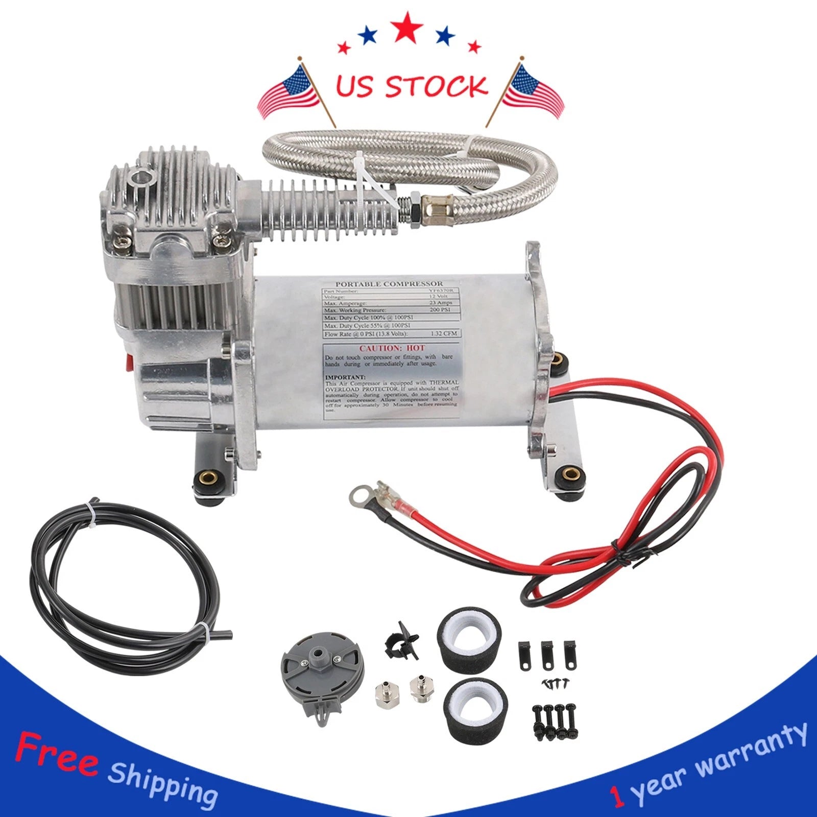 Air Compressor Kit for Train Horns & Bag Suspension (12V)