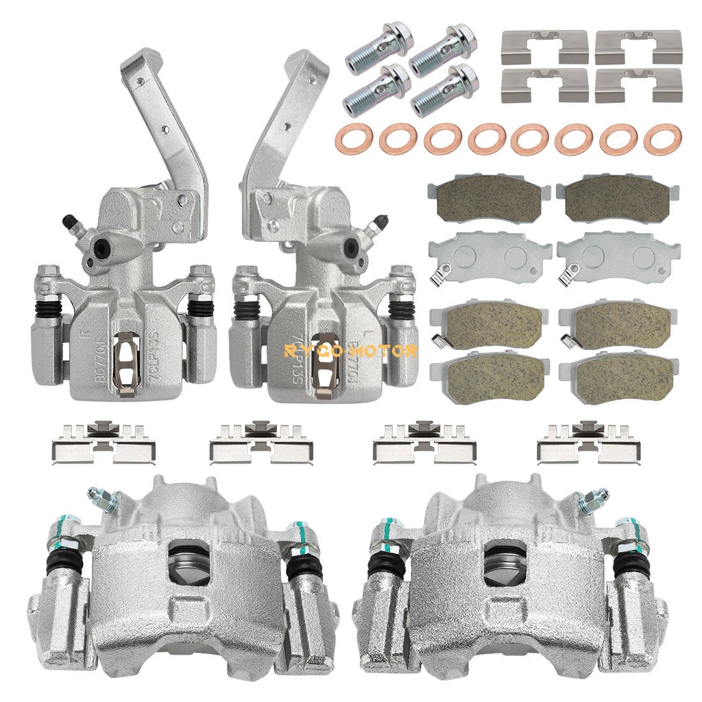 Front & Rear Brake Calipers w/Ceramic Pads for Honda Big Red MUV700 (2009–2013)