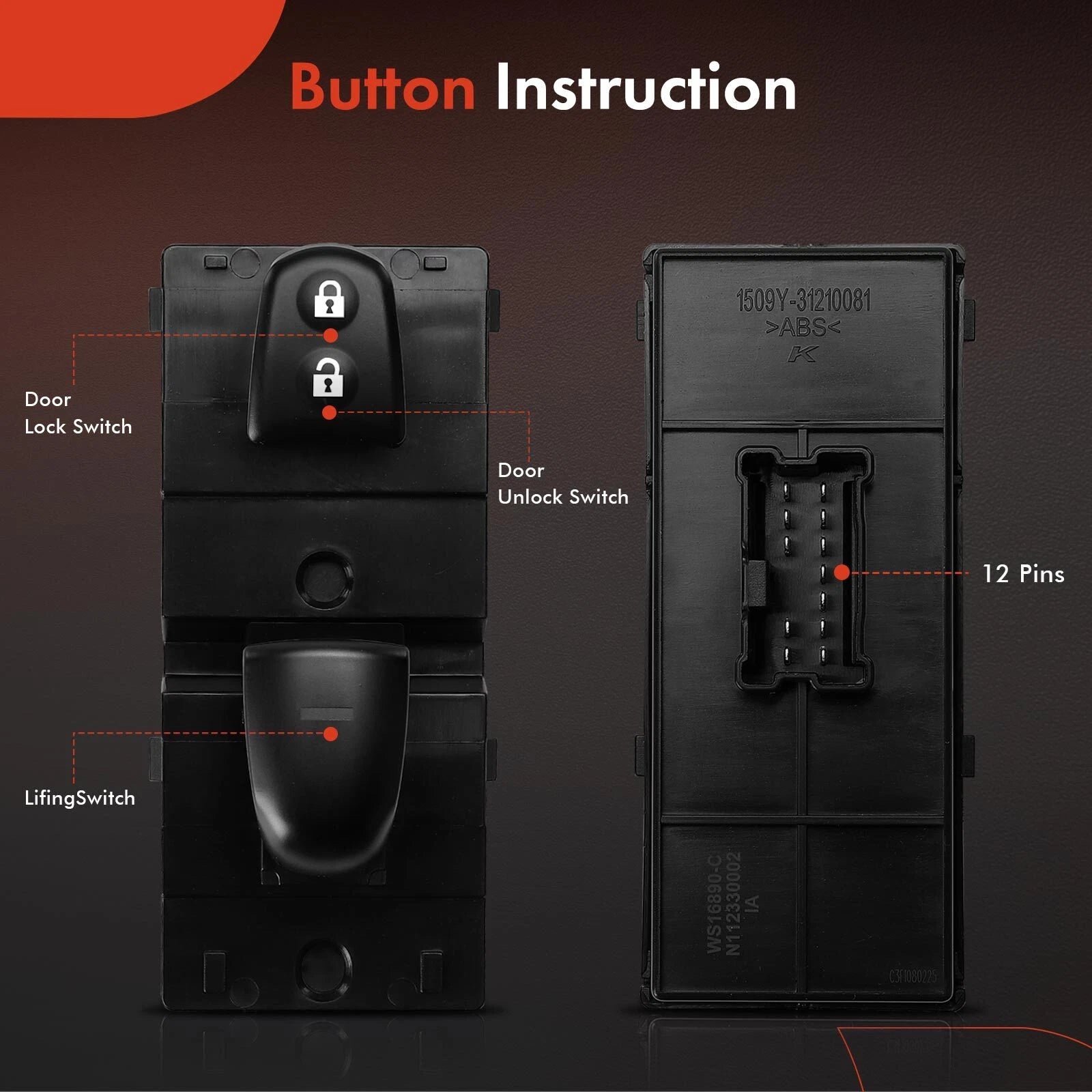 Power Window Switch for Nissan Rogue (2014-2019) and Sentra (2013-2019)
