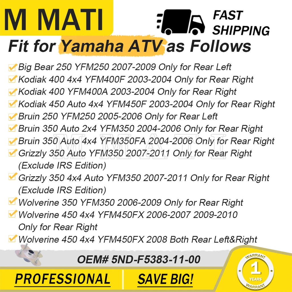 Rear Wheel Hub for Yamaha Wolverine 450 4x4 YFM450FX (2006–2010)