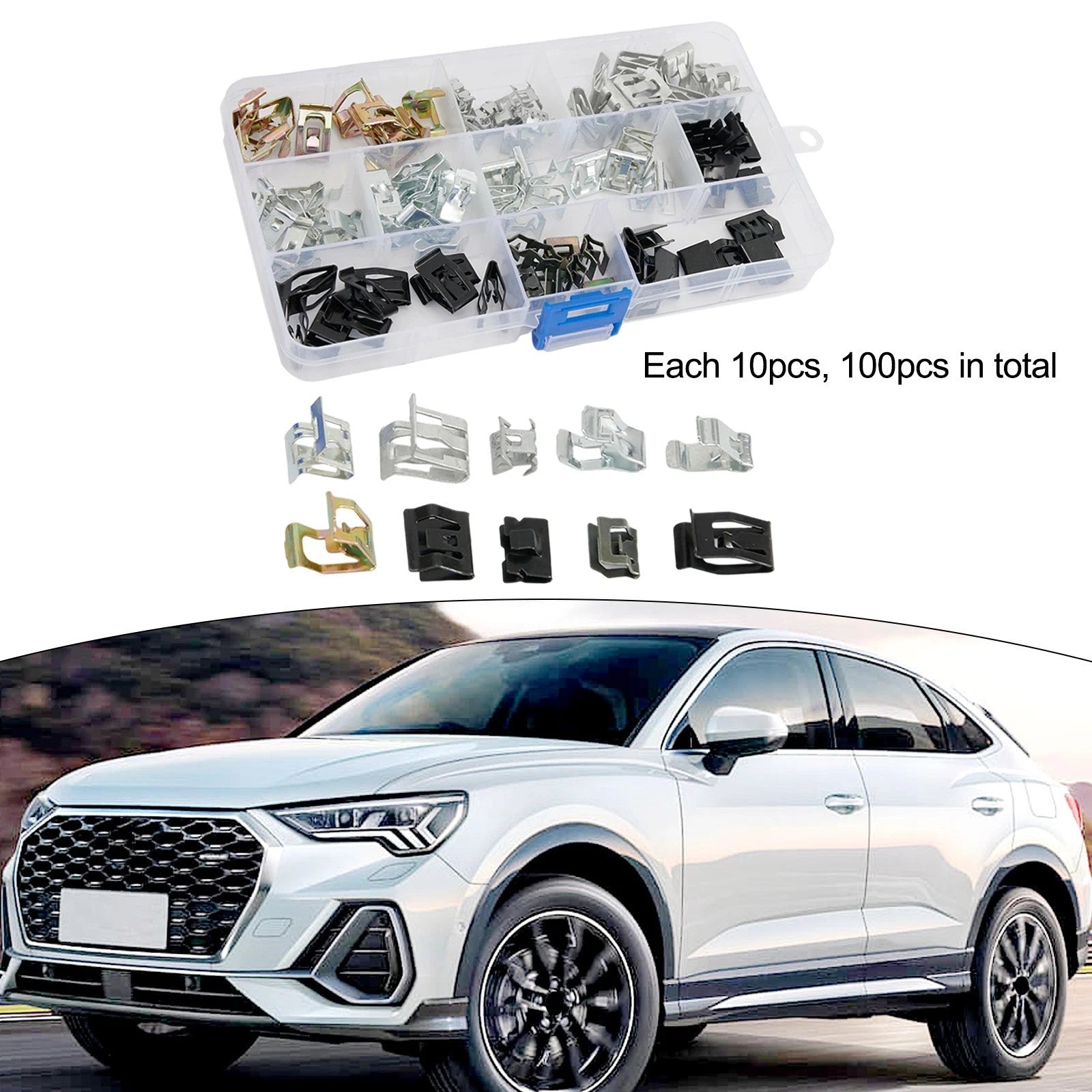 100 Pcs U Clip Selection Pack for Automotive Applications