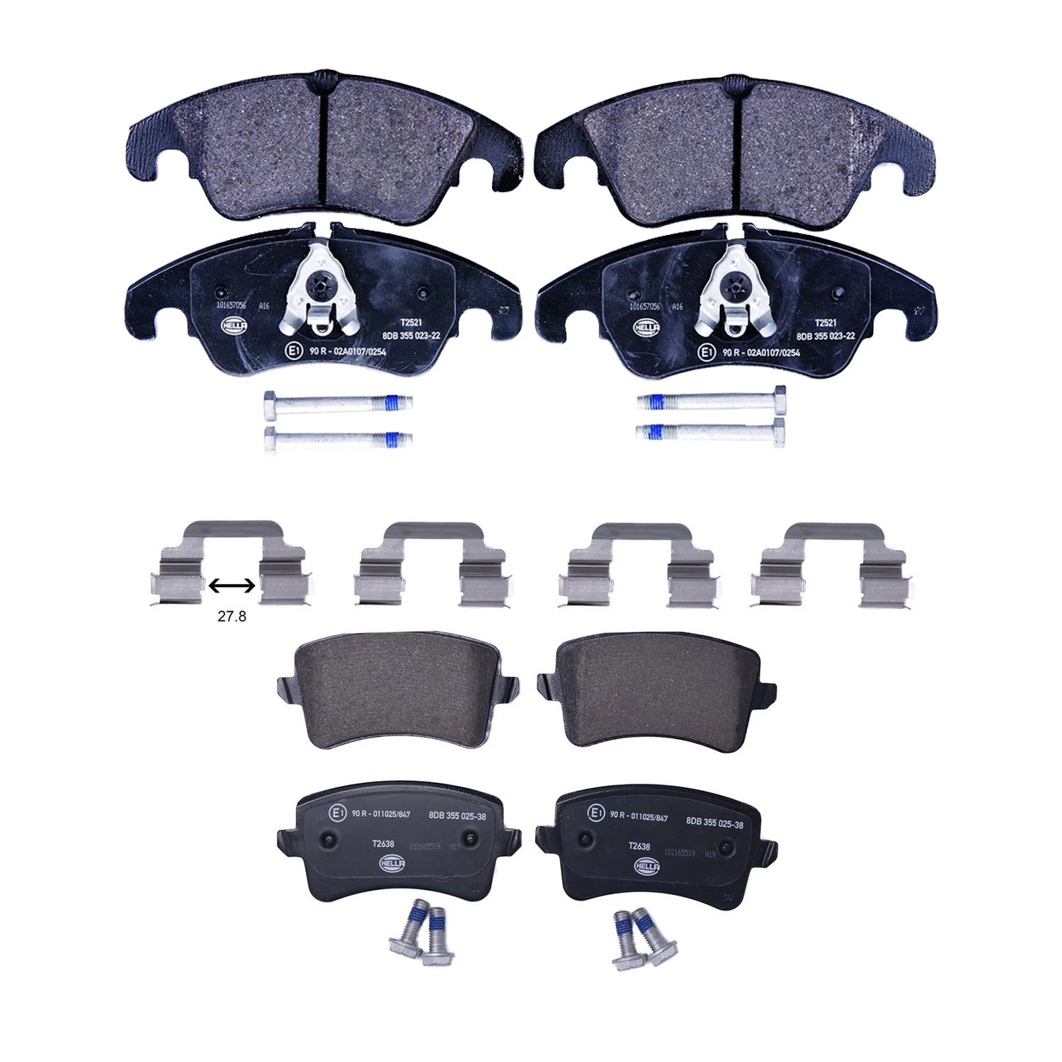 Disc Brake Pad Kit for Audi Q5 (2018–2021) - Hella 8DB 355 001-001, 8DB 355 001-002