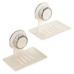 2X No Drill Suction Cup Soap Holder Wall Mounted Storage Shelf
