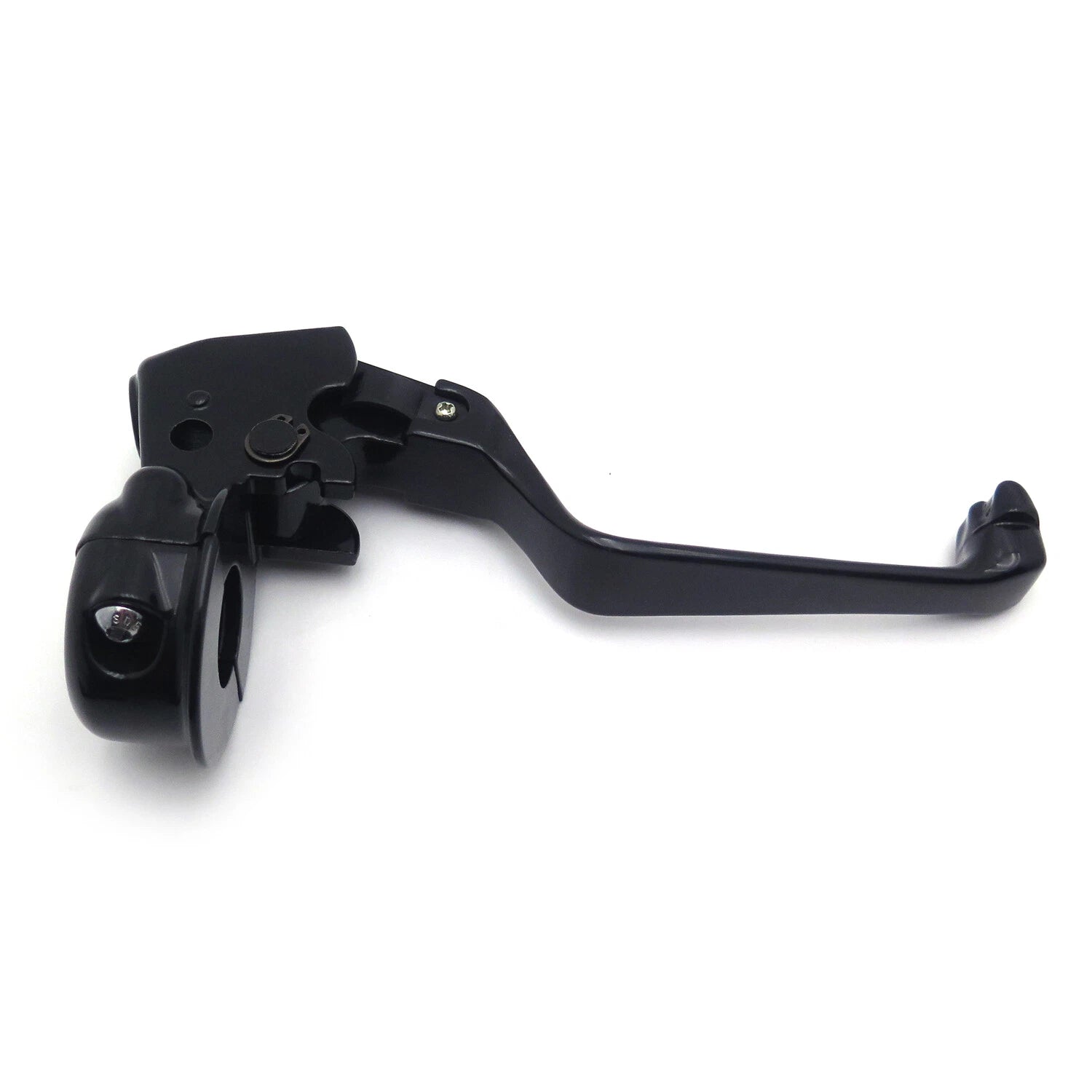 Black Skull Clutch Lever with Mount Bracket for Harley Dyna/Softail (2008–2014)