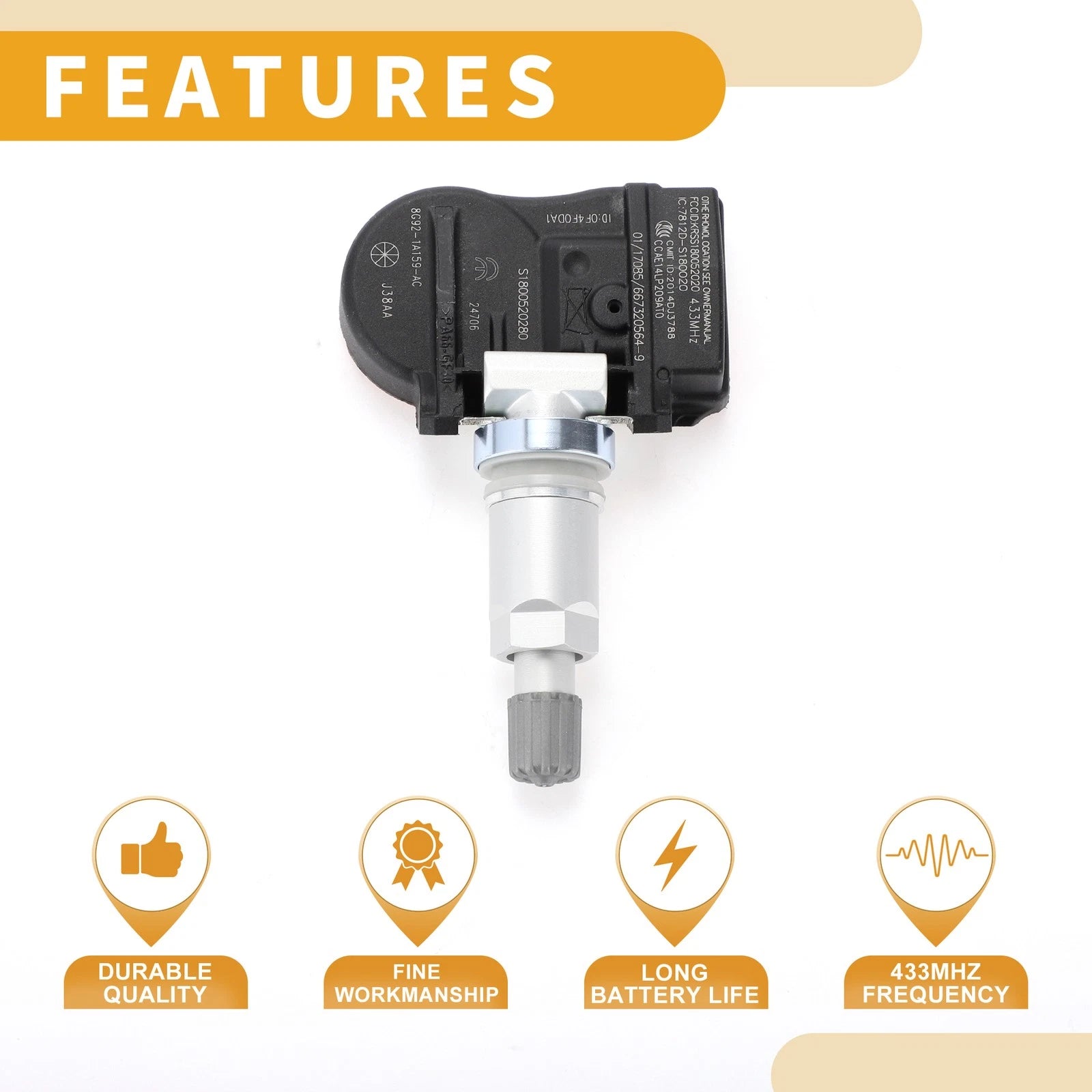 TPMS Tire Pressure Sensor for Ford S-Max (2006–2015) No.8G921A159AC 433MHz