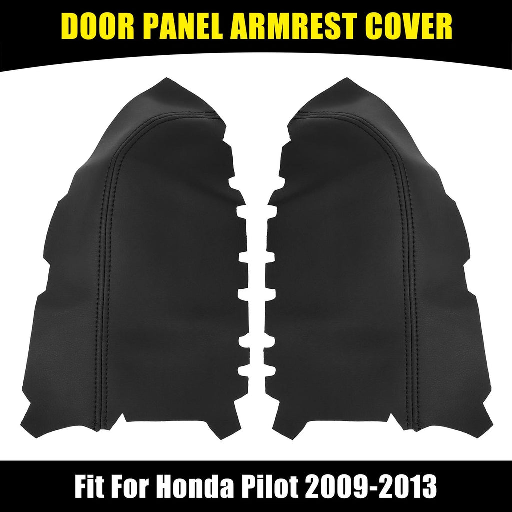 Pair Black Microfiber Leather Door Panel Armrest Cover for Honda Pilot (2009–2013)