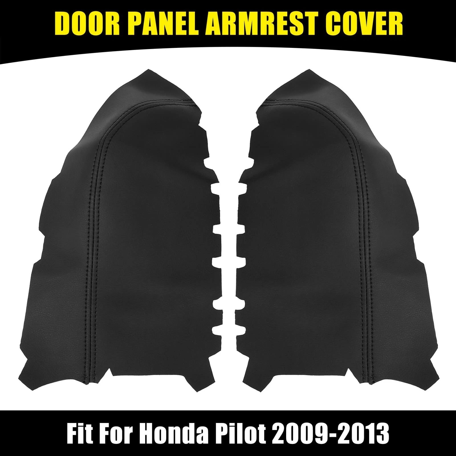 Pair Black Microfiber Leather Door Panel Armrest Cover for Honda Pilot (2009–2013)