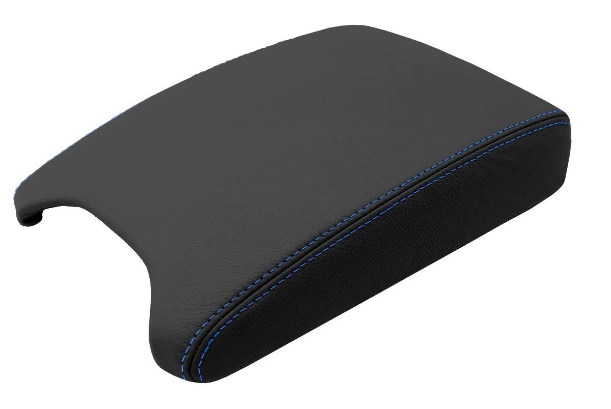 Leather Console Lid Armrest Cover for BMW X5 E53 (2000–2006) Blue Stitch