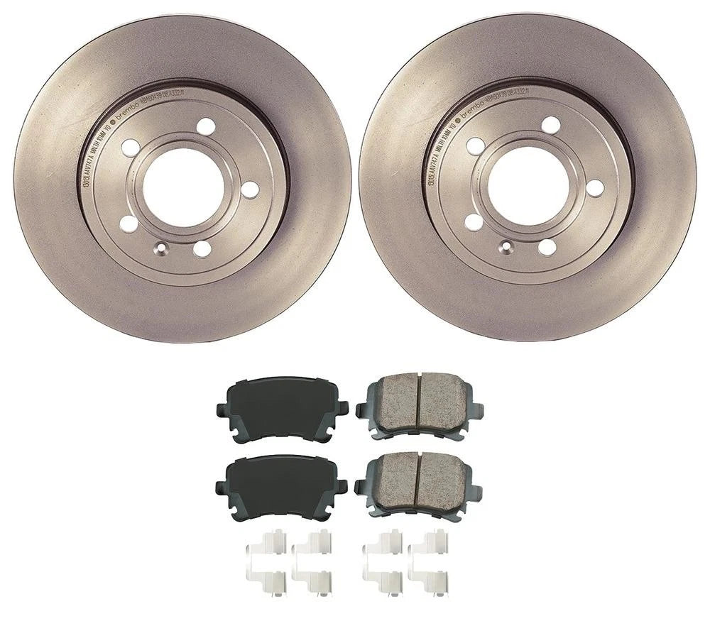 Akebono Euro Rear Brake Kit 288mm Rotors Ceramic Pads for Audi A4 Quattro (2002–2008)