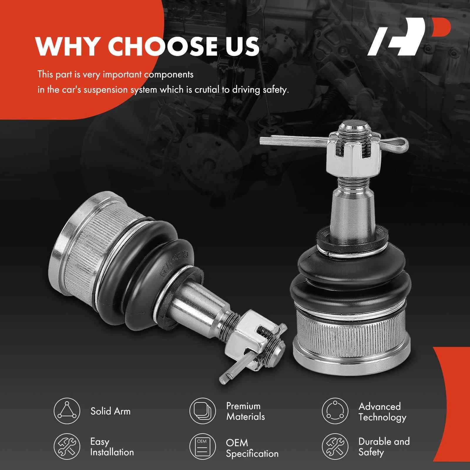 2x Front Lower Side Ball Joints for Honda Odyssey (1999-2004)
