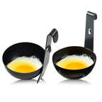 Set of 2 Black Stainless Steel Egg Poachers for Kitchen Cooking Tools