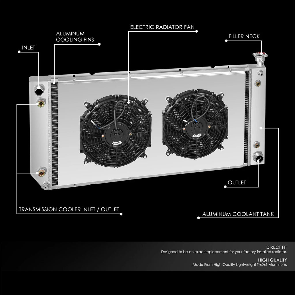 3 Row Aluminum Radiator + Fanshroud for Cadillac Chevrolet GMC (1992–2002)