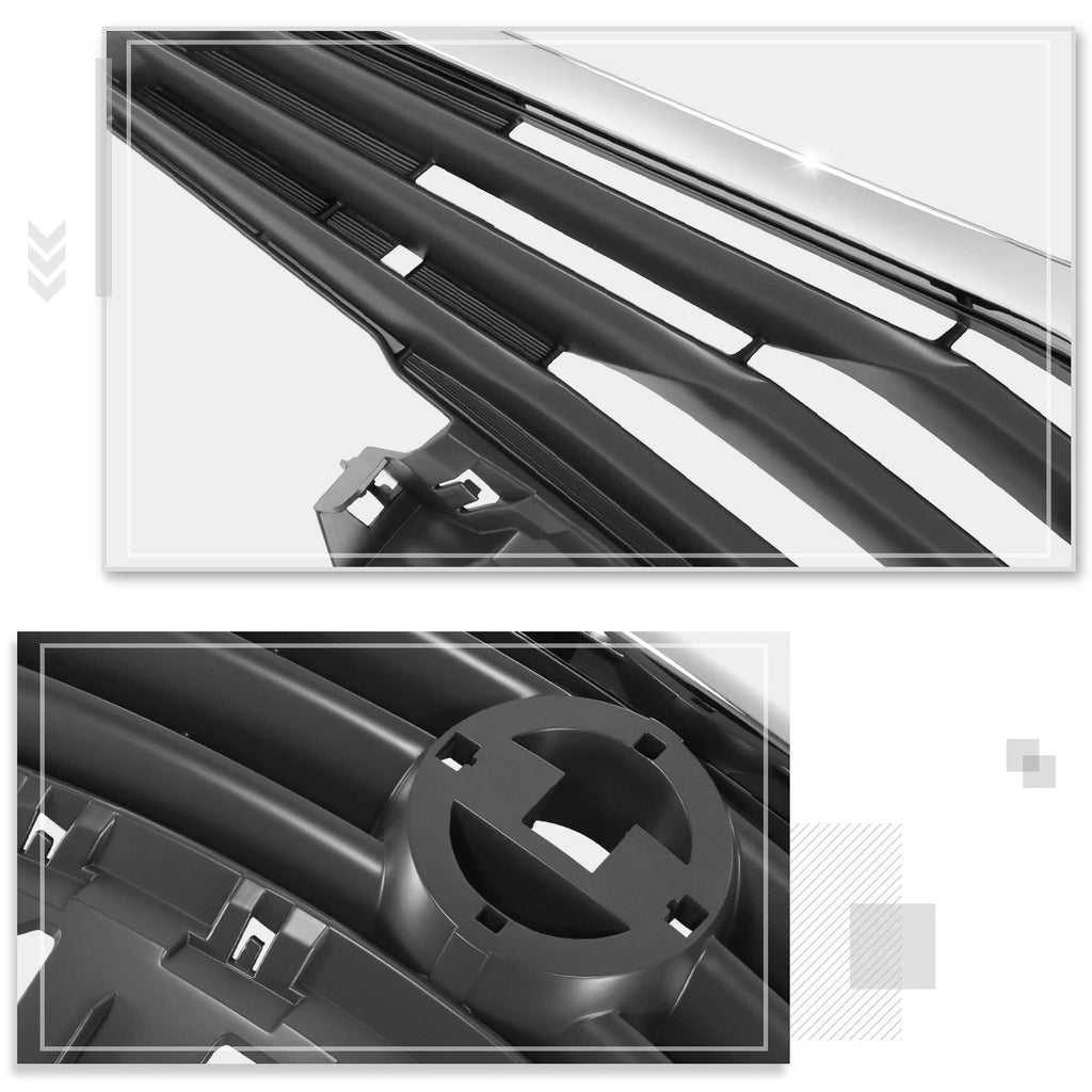 Upper Grille for Nissan Versa (2014–2016) w/Badge Slot, Chrome Trim