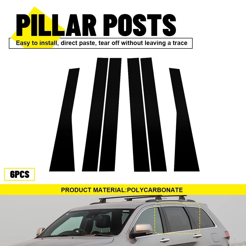 6x Pillar Post Door Window Molding Trim for Jeep Grand Cherokee (2011–2021)