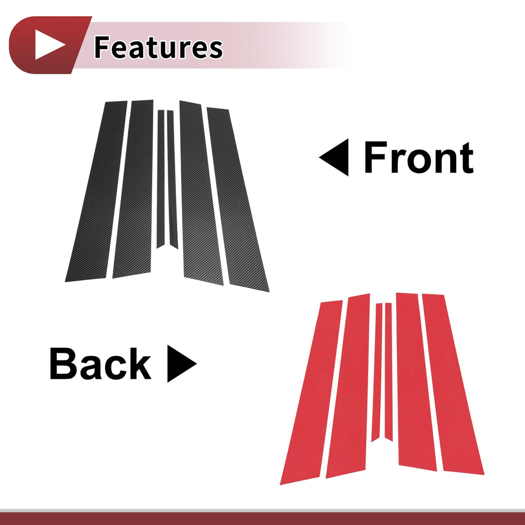 Door Pillar Window Trim for Nissan Bluebird (2000–2006) Black Carbon Fiber