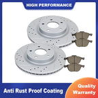 Set of 4 Front Slotted Rotors with Brake Pads for Ford Focus (2012–2018)