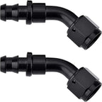 Push Lock Hose Fittings 8AN 45° for Rubber Fuel Line 1/2" (2 Pack)