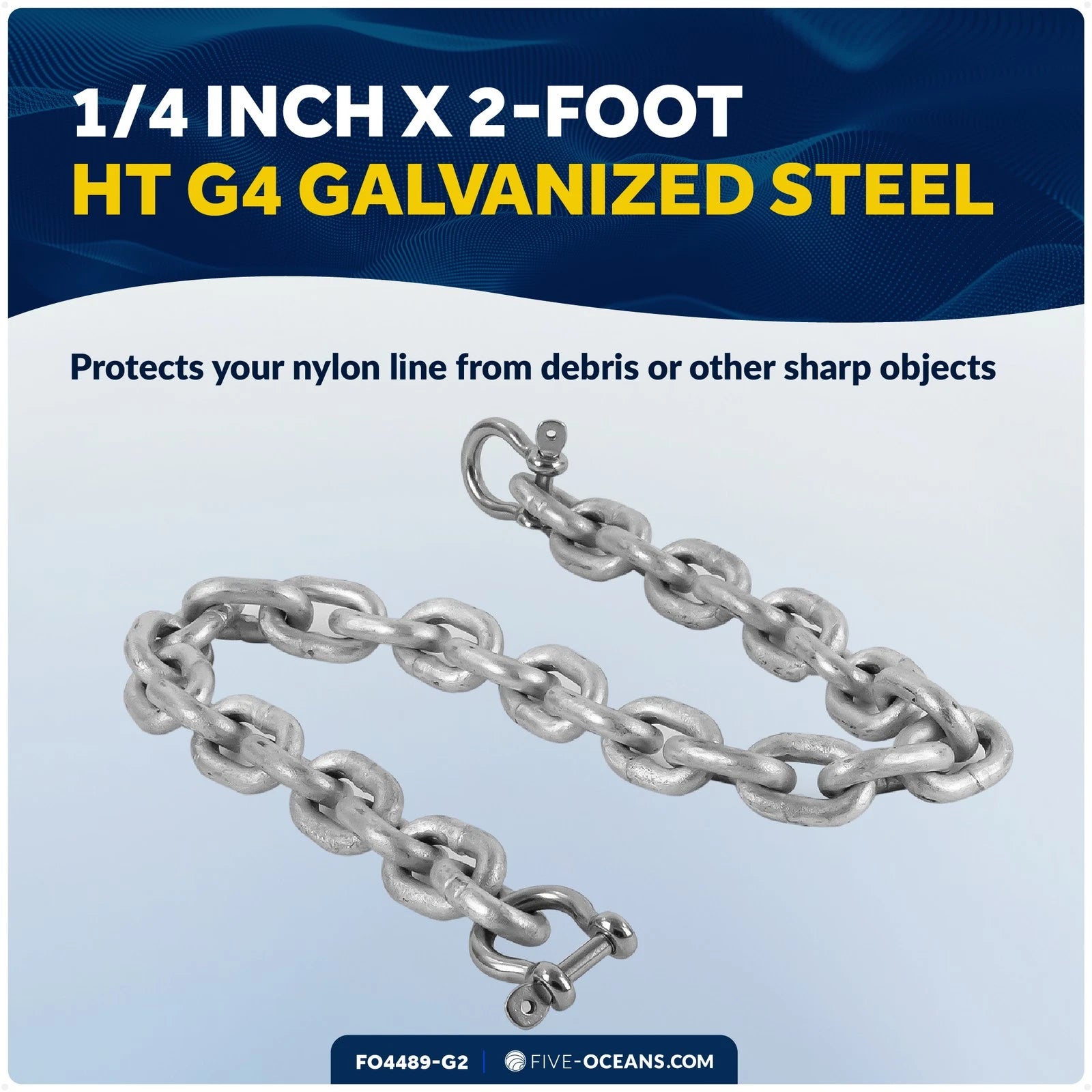 1/4" Boat Anchor Chain with 2 Shackles for Marine Use (HTG4)