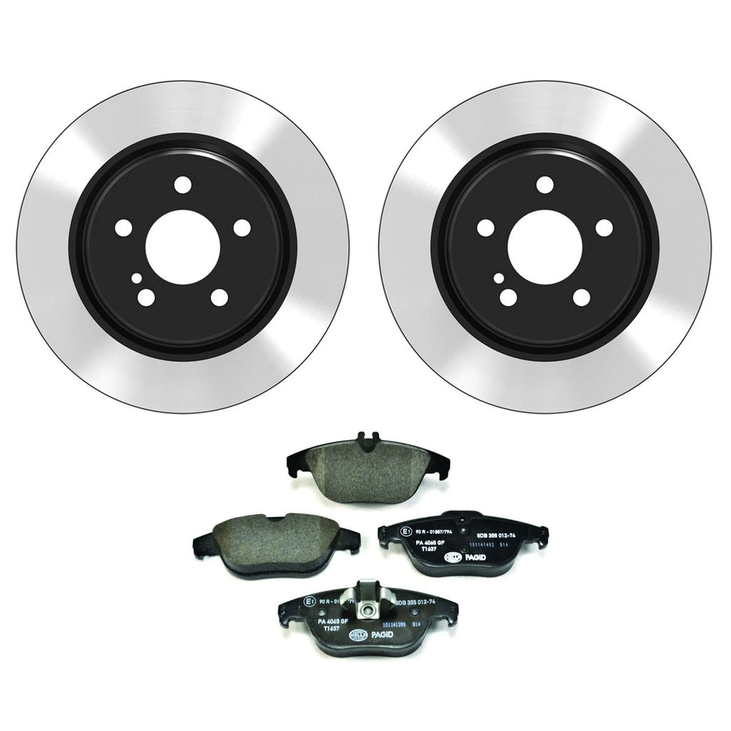 Wagner Rear Rotors & Hella Low-Met Disc Brake Pads Kit for Mercedes W204 C250 W213 E400 (2010–2020)