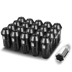 Set of 20 J2 Aluminum Black M12 X1.5 Closed End Lug Nuts 24mm OD/50mm Height