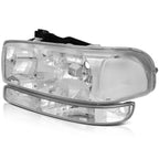 Headlight Assembly Set for GMC Sierra (1999-2006) Chrome Housing
