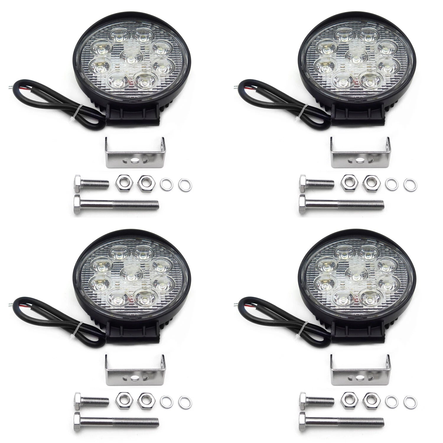4X 27W Round Spot Beam LED Off Road Lights 12V 24V Universal