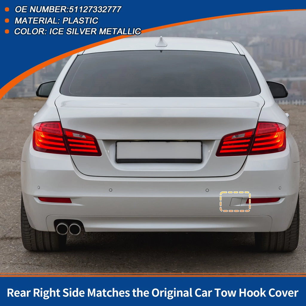 1 Pcs Rear Tow Hook Cover for BMW 5 Series (No. 51127332777) Ice Silver