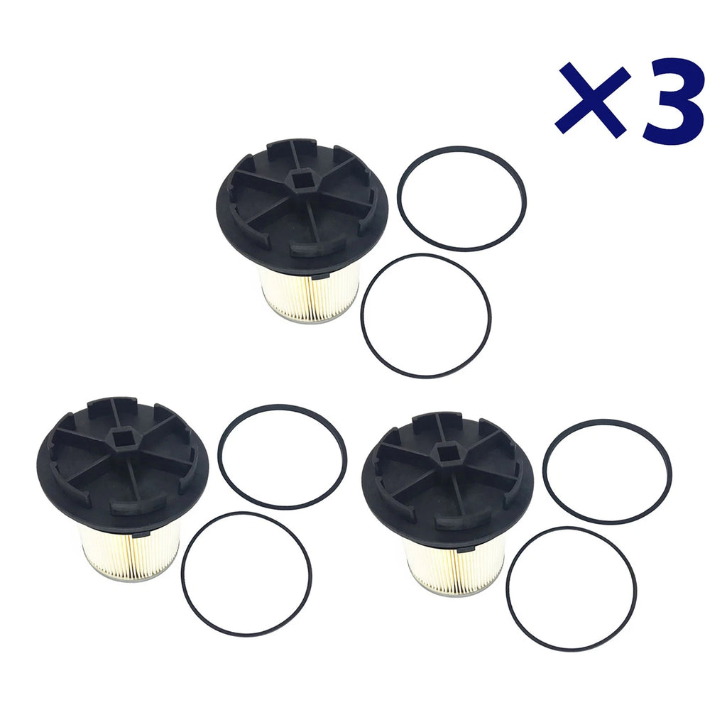 3X Fuel Filters + Caps for Ford F&E Series Super Duty 7.3L Turbo Diesel (1994–1998)