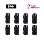 8Pcs 8AN Straight Swivel Hose End Fitting for CPE Oil Fuel Line (Aluminum, Black)